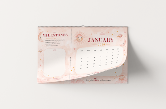 Celestial Bloom — 2026–2027 Baby Milestone Wall Calendar