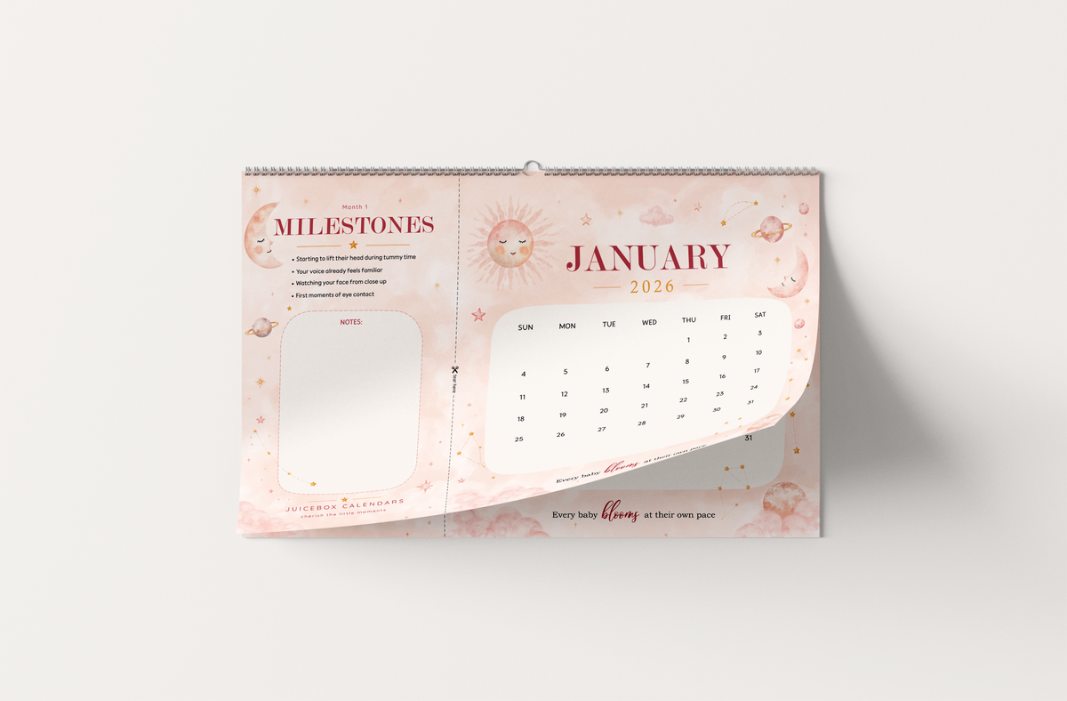 Celestial Bloom baby milestone wall calendar product view