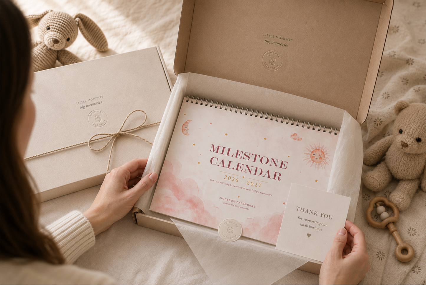 Celestial Bloom Baby Milestone Calendar | 2026–2027 Keepsake Wall Calendar