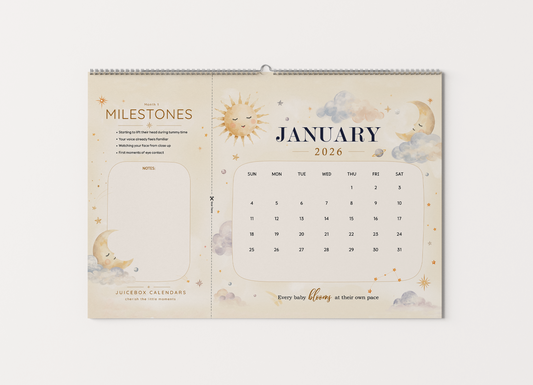 Soft Sky — 2026–2027 Baby Milestone Wall Calendar