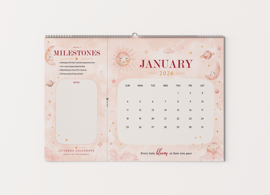 Celestial Bloom — 2026–2027 Baby Milestone Wall Calendar
